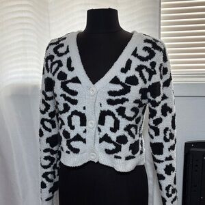Leopard Print Black and White Women's Sweater